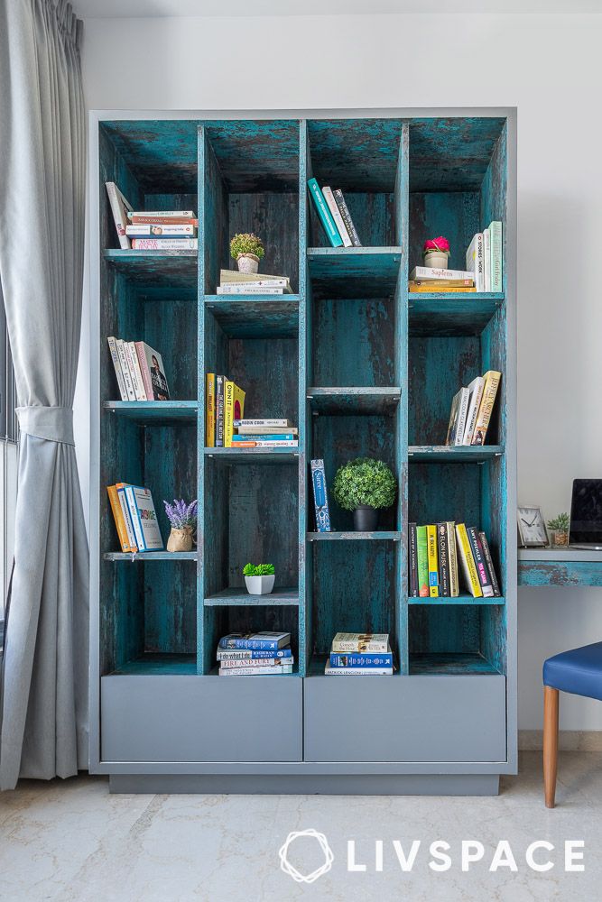 rustic-blue-home-library