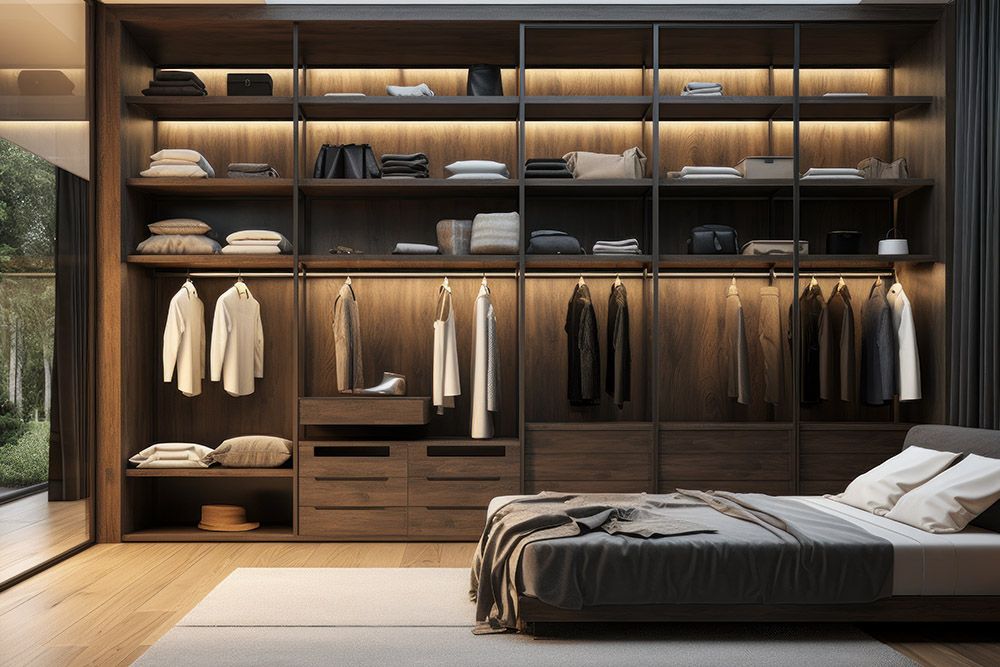 walk in closets with profile lightings