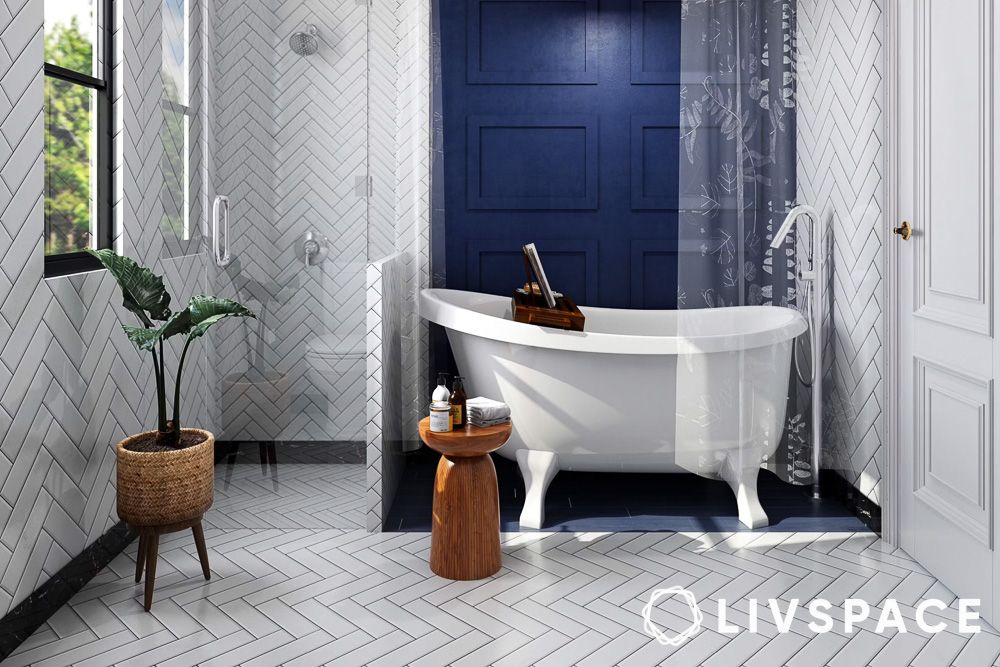 washroom-floor-with-herringbone-tiles