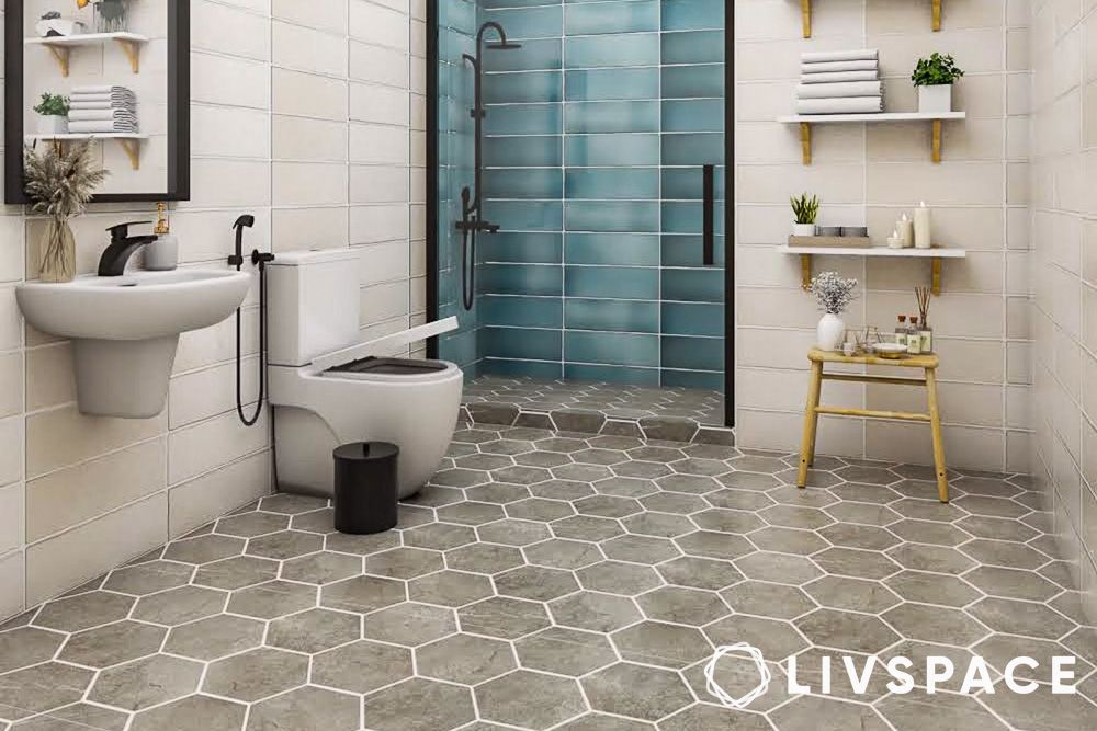 washroom-floor-with-hexagonal-tiles