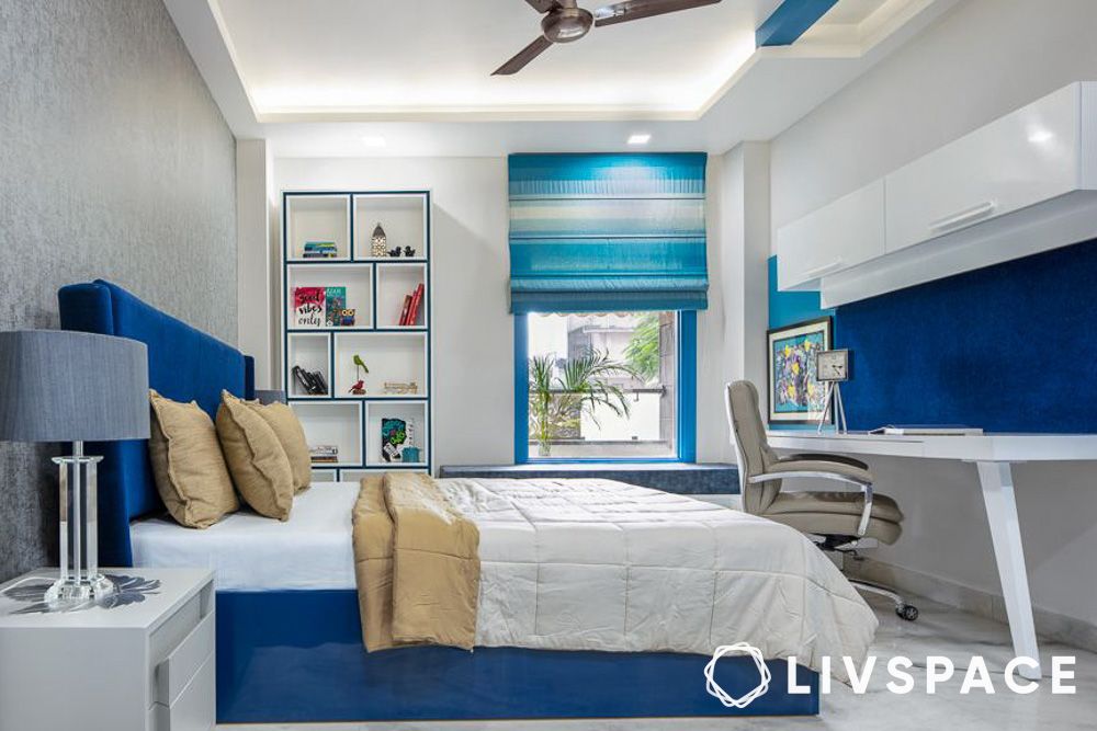 white-peripheral-false-ceiling-in-blue-bedroom