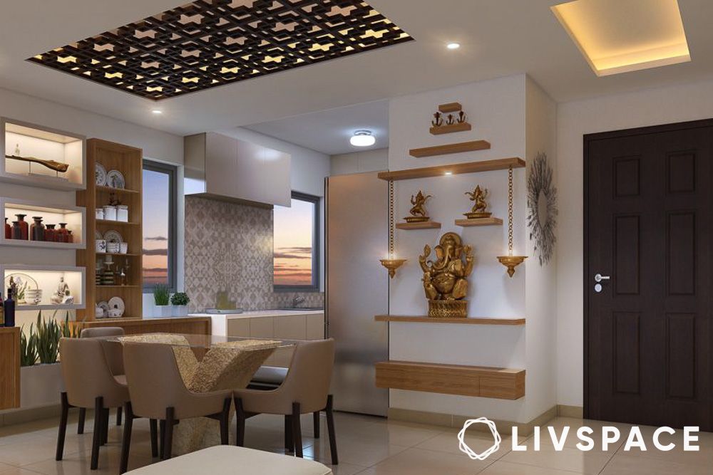 ceiling-design-in-lattice-for-dining-room-with-pooja-unit