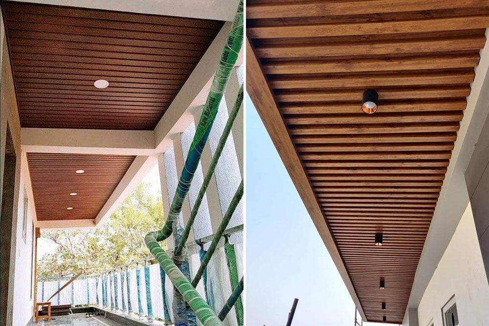 wooden plus minus design for porch