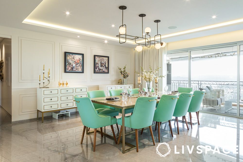 dining area with chandelier