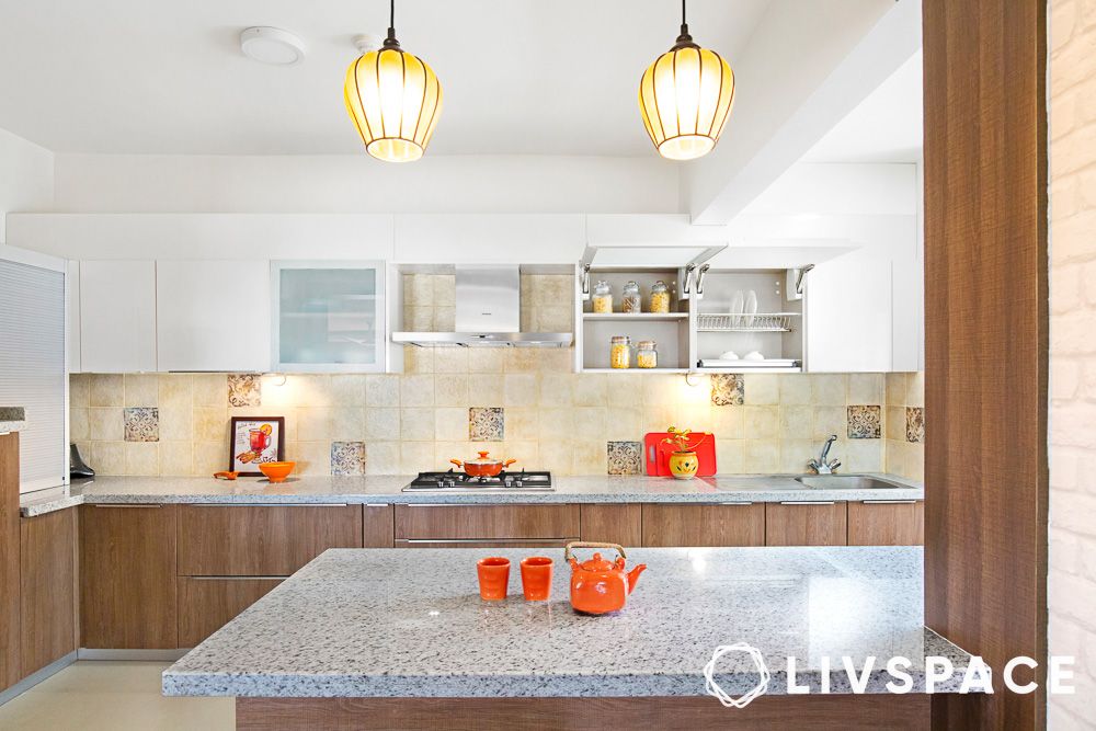 modern kitchen design with drop lights