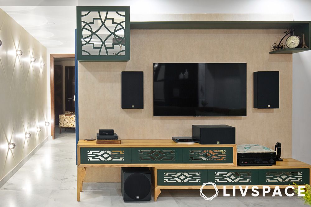 contemporary-green-and-yellow-tv-unit