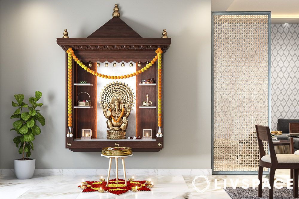 simple pooja mandir designs for walls