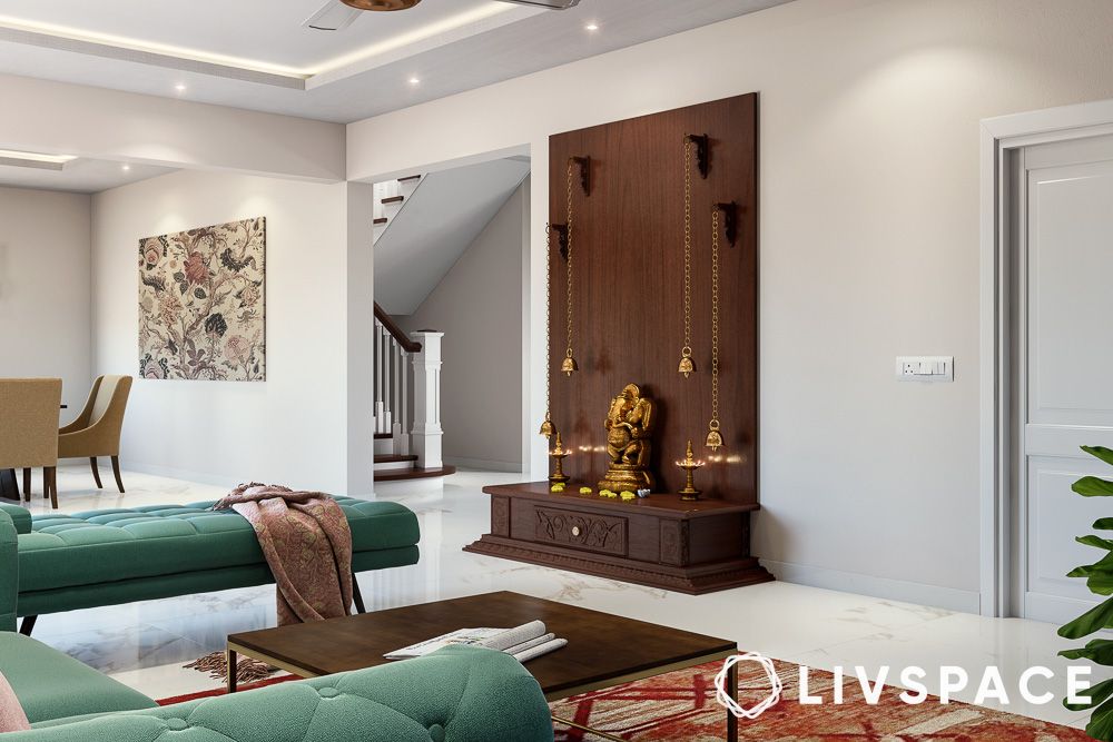 small pooja room in apartment in hall