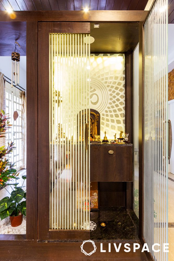 small pooja room designs for apartments with backlight