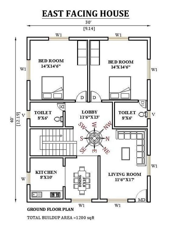 30-40-house-plan-east-facing