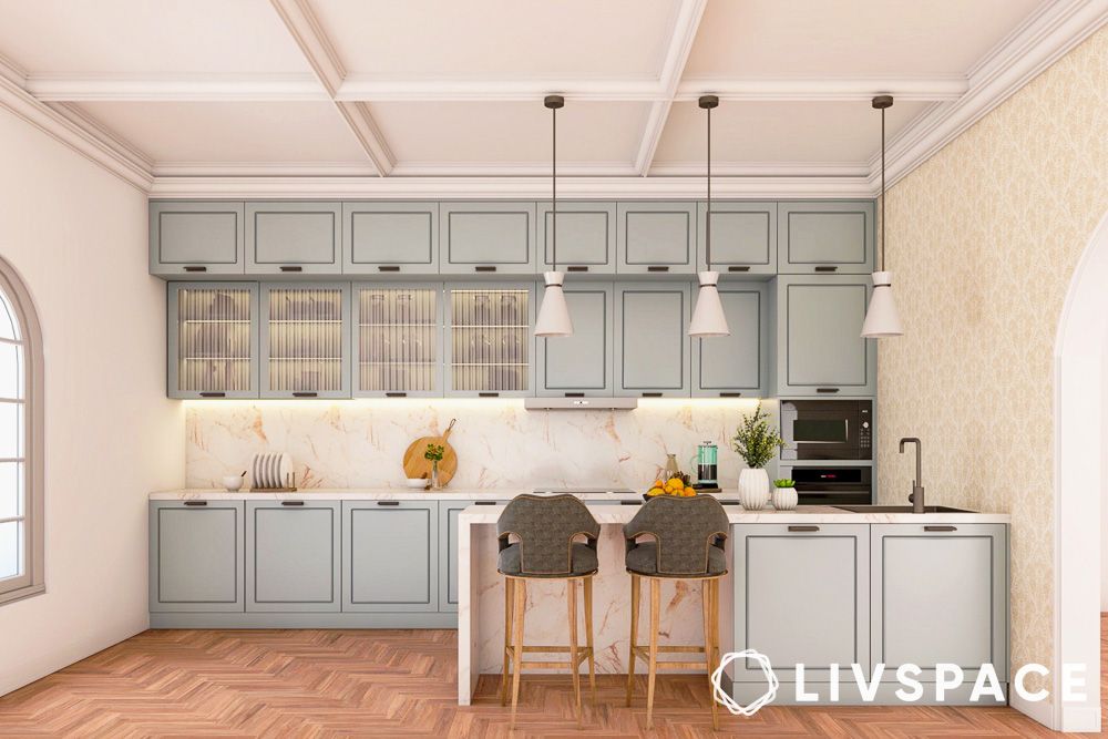 latest kitchen coffered pop design