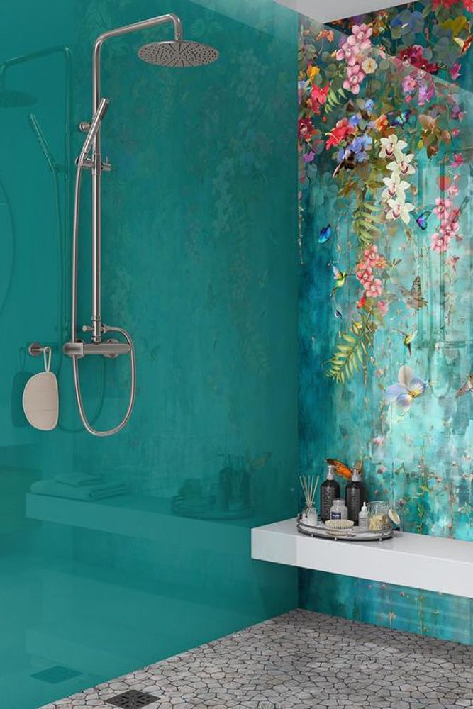 shower-bath-panels-with-a-floral-wall
