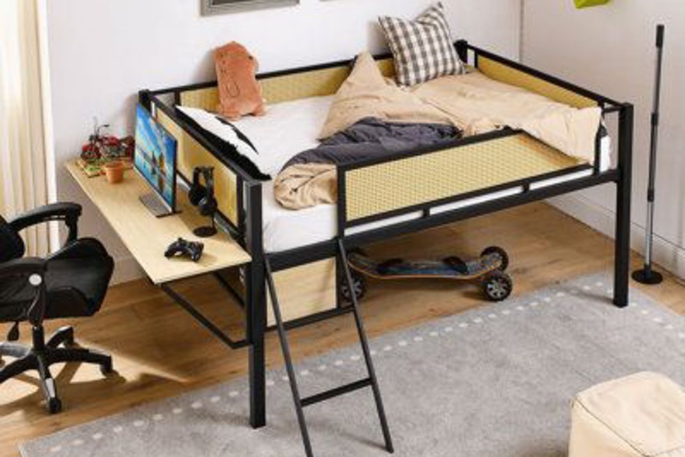 Single bunk bed with study table