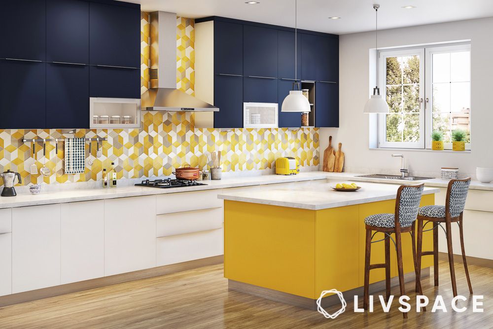 yellow-and-navy-blue-two-colour-combination-for-kitchen-laminates