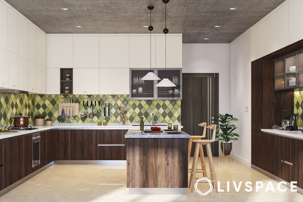 white and brown modern two colour combination for kitchen laminates