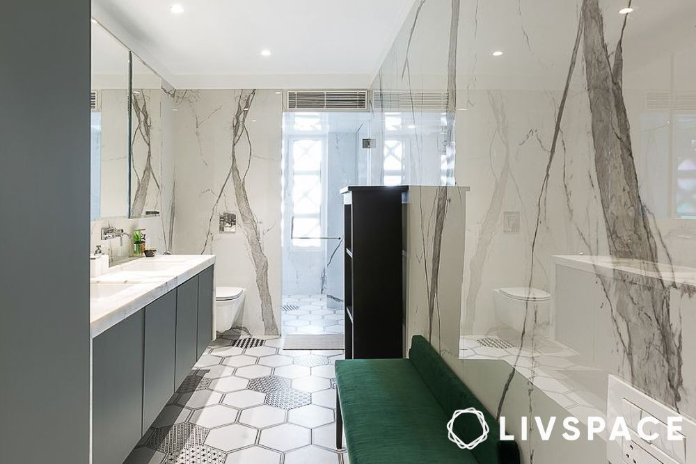 ceramic-tile-vs-vitrified-tiles-in-bathroom-with-green-bench