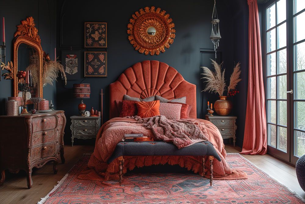 boho-style-bedroom-with-metallic-accents