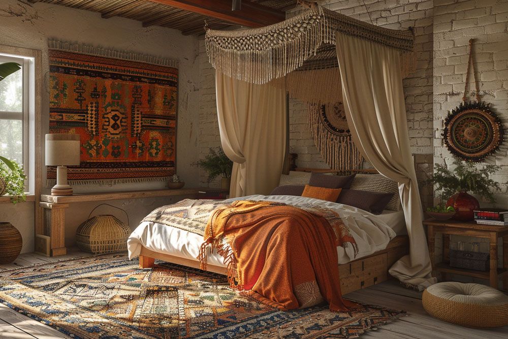 boho-bedding-ideas-with-canopy-bed
