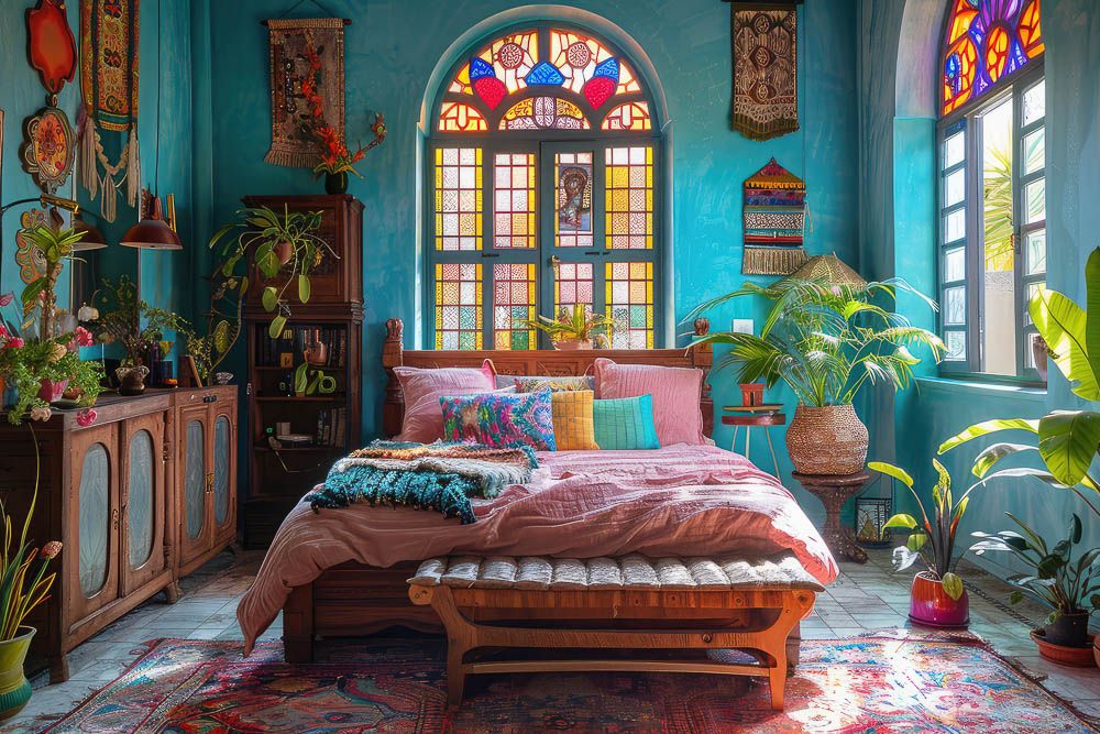 boho-bedroom-ideas-with-a-bohemian-bench