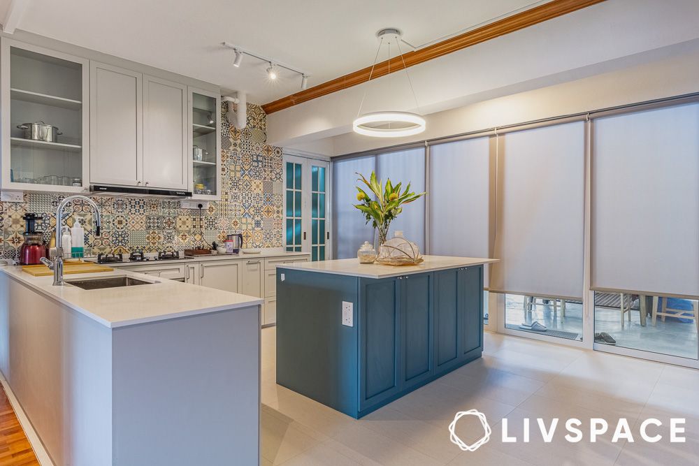modular kitchen colour combination shades of blue