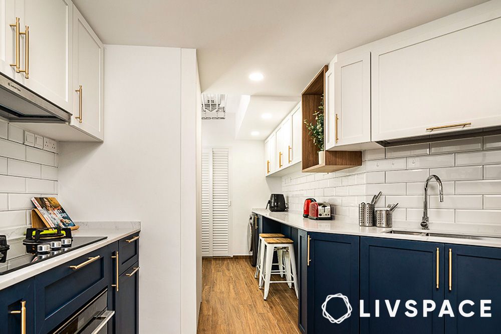 best kitchen colour combination deep blue and white