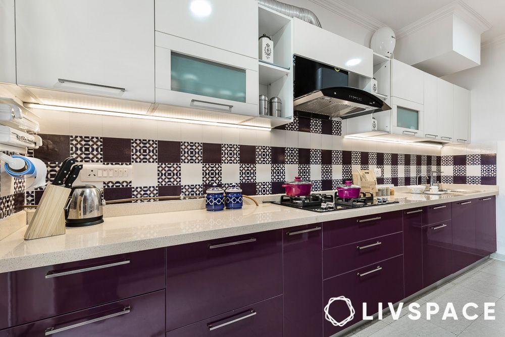 kitchen colour combination purple and white