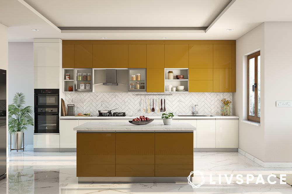 kitchen colour combination mustard yellow and white