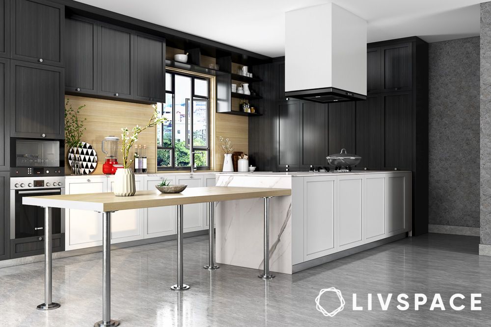 kitchen colour combination of black and white