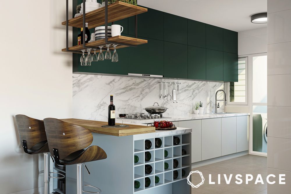 best colour combination for kitchen pastel blue and wood
