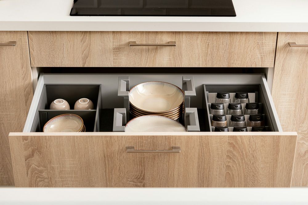 sectioned modern kitchen drawer design