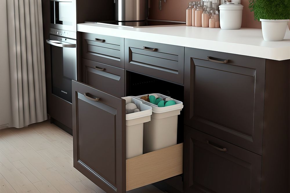 modern kitchen trash and recycle drawer design