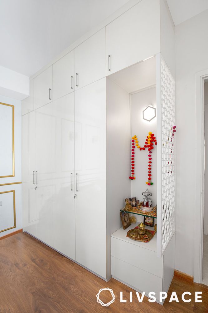 white-wardrobe-design-with-built-in-mandir