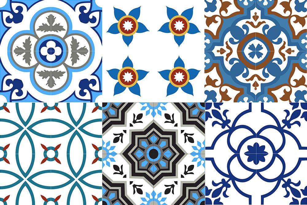 blue athangudi tiles design pattern