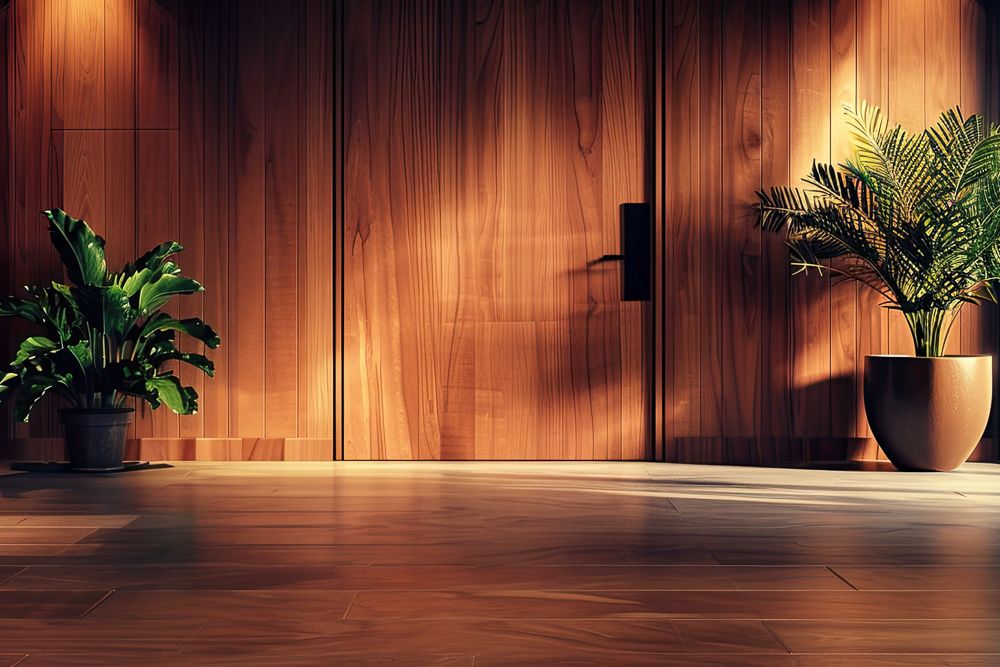 teak wood door and wall