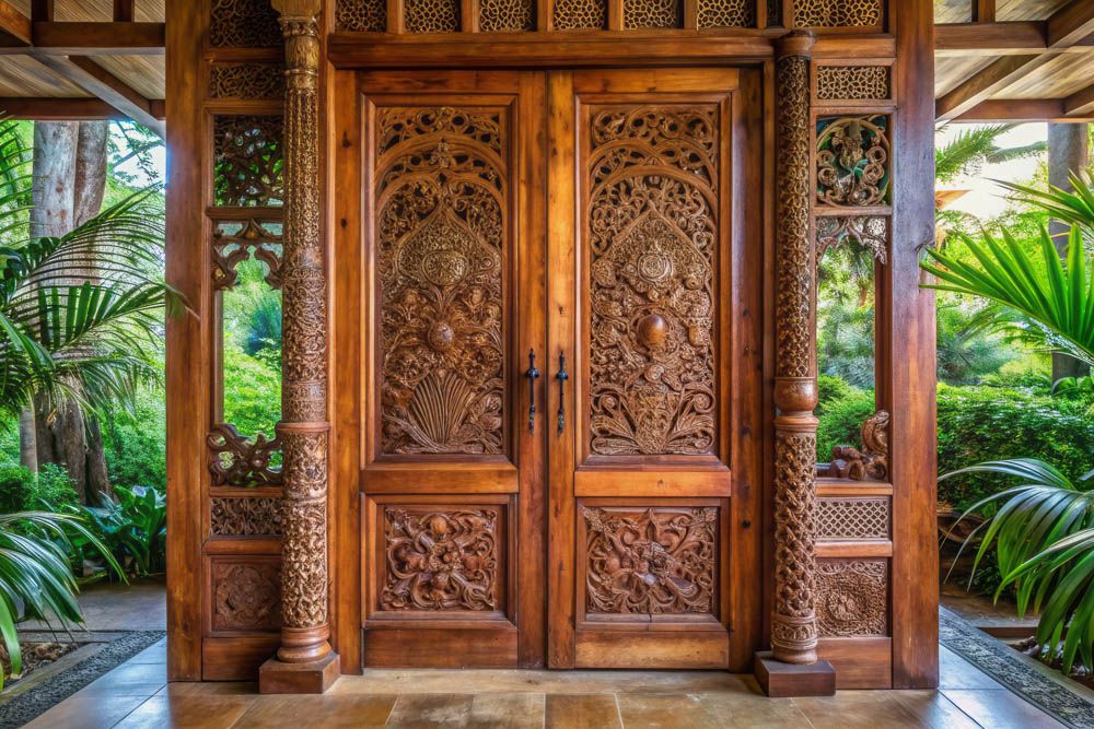 vintage teak wood double main door design