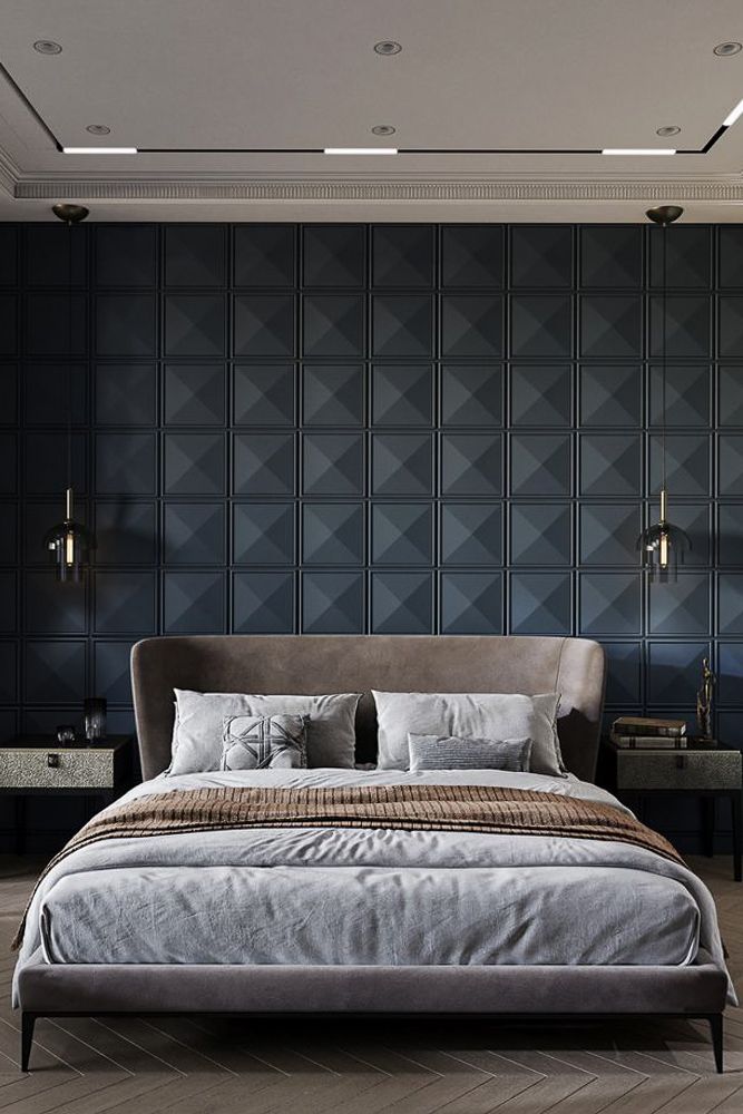 industrial-style-3d-tiles-for-bedroom-walls