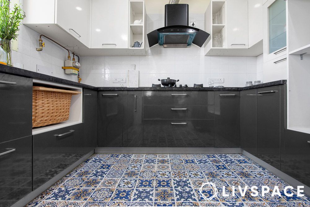 black-and-white-kitchen-designs-with-colourful-flooring