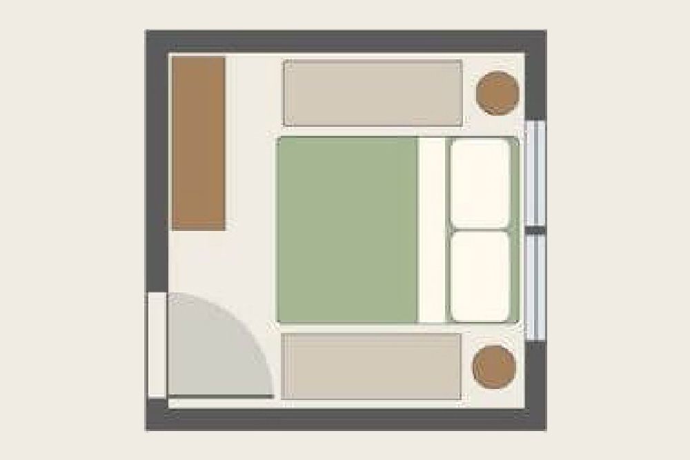 small bedroom layout symmetric serenity