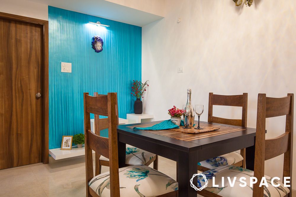 blue accent wall for dining room