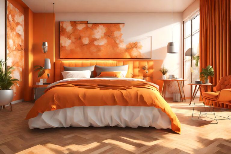 Bold and Beautiful Orange Two Colour Combination for Bedroom Walls