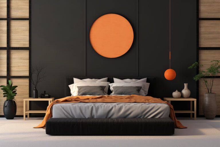Bold and Beautiful Orange Two Colour Combination for Bedroom Walls
