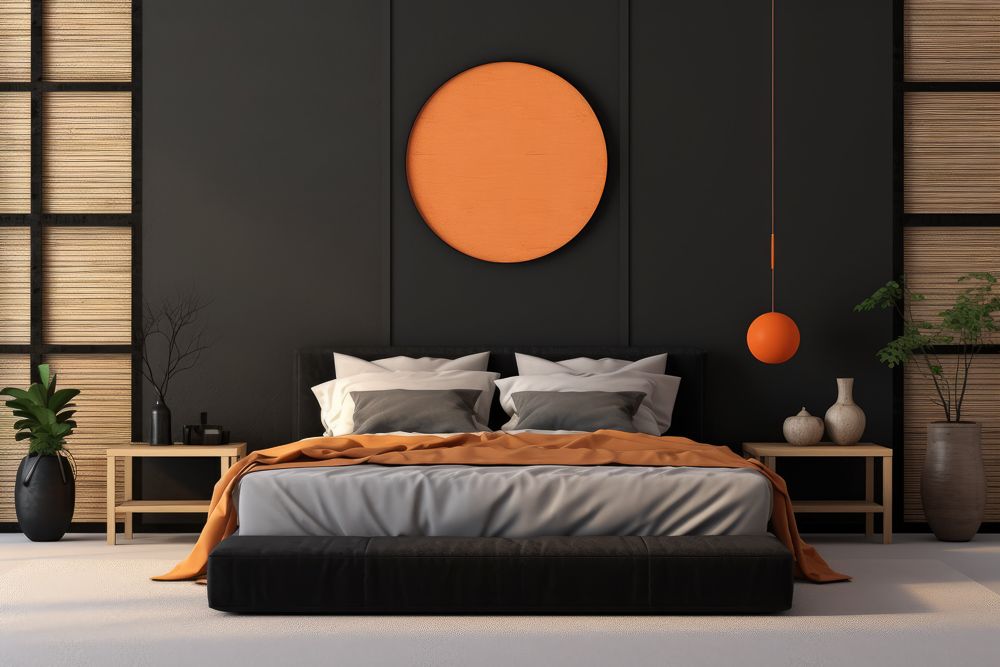 orange-and-black-wall-colours-in-a-bedroom