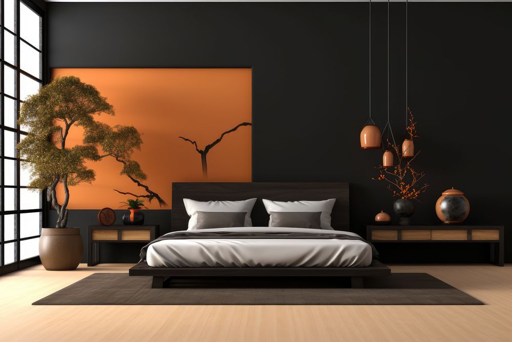 orange-and-black-wall-colours-geometric-design