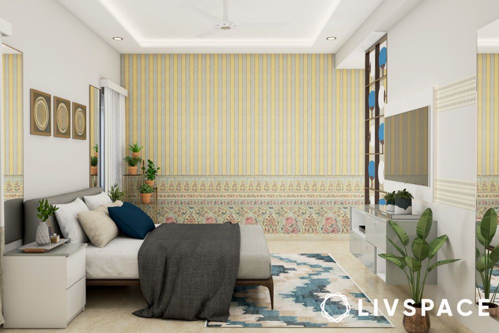 decorating a small bedroom vertical stripes