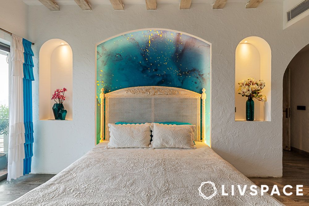 black sky blue two colour combination for bedroom walls