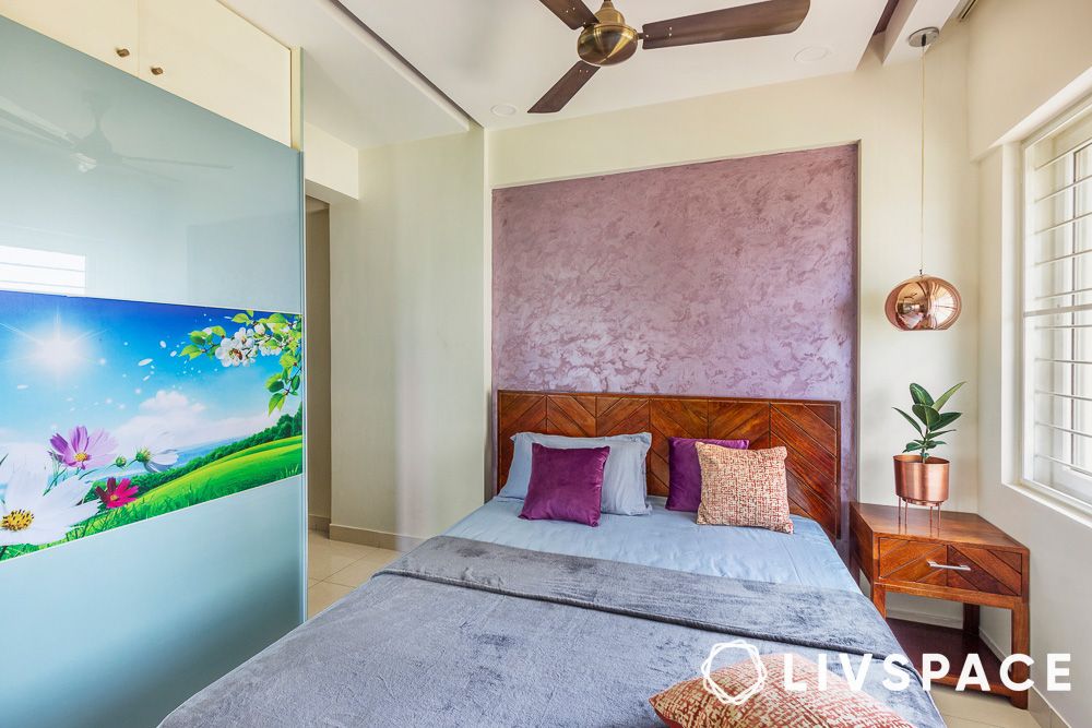 glossy purple attractive purple two colour combination for bedroom walls