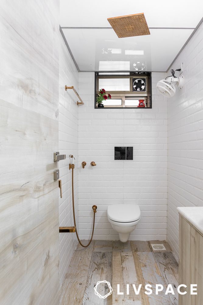 rustic white bathroom with white tiles