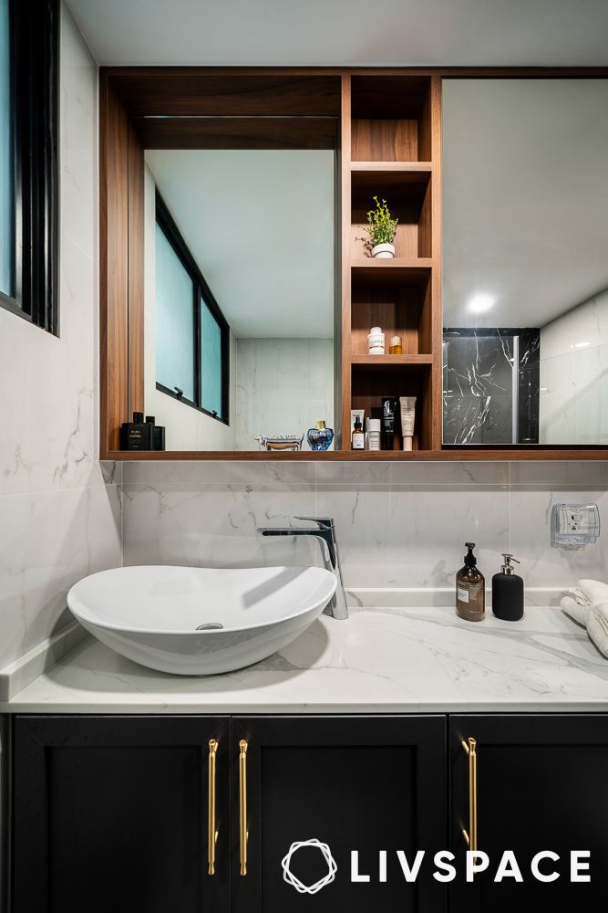 marble white tile with wood