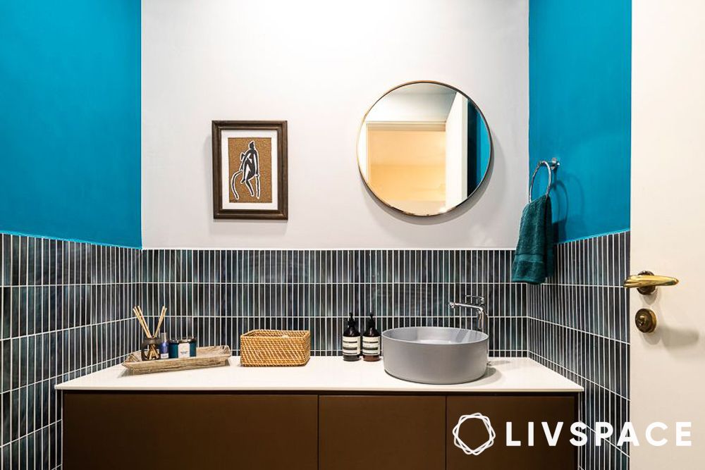 blue colour tiles for bathroom
