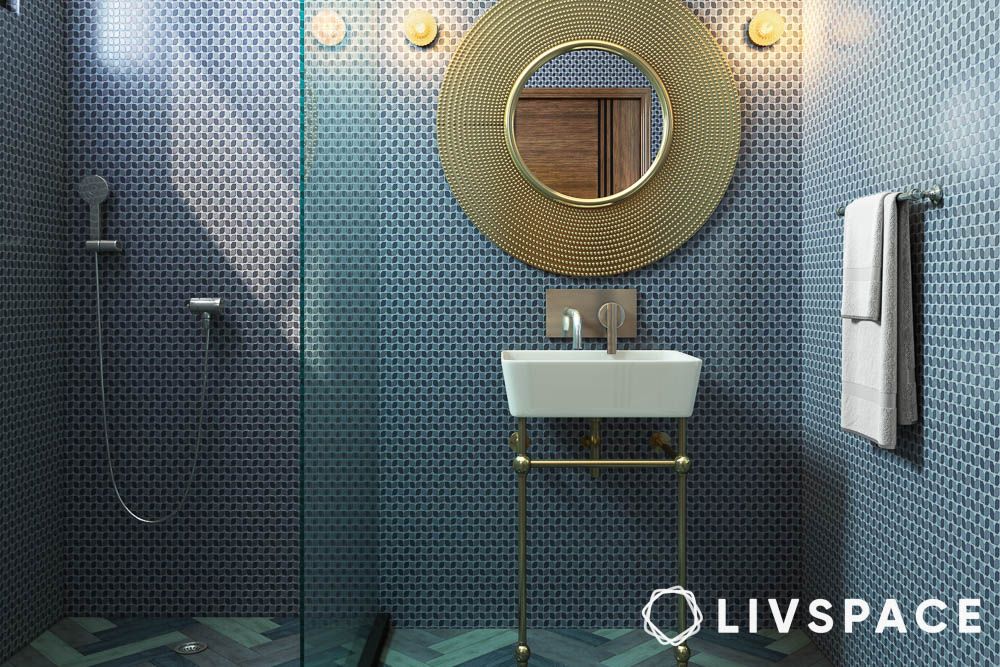 blue colour tiles for bathroom patterns